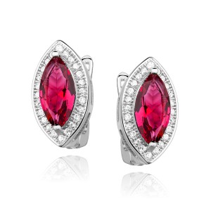 Cercei argint cu tortita si piatra rosie DiAmanti Z0711DER_RU-DIA (Argint 925‰ 3,5 g.)